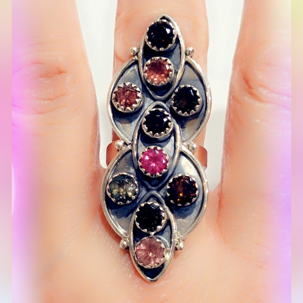 Multi Stone Sterling Silver Gemstone Ring